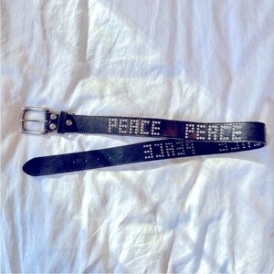 🔥 FINAL SALE 🔥 Genuine Black Leather Belt Embellished w/Faux Crystals from USA